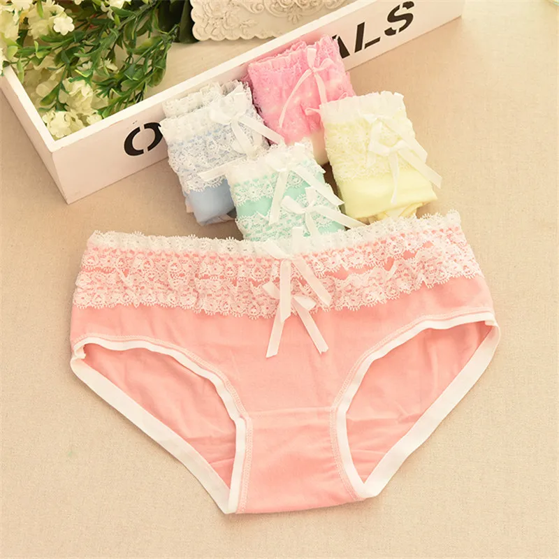 

girl's underwear 4pc/bag lace cotton candy low waist briefs young girl panties Teenagers wholesales mix 5 style