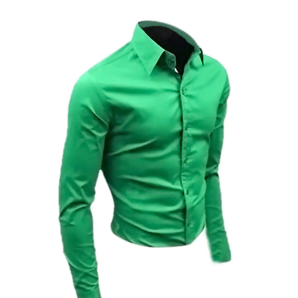 17 2015 color Mens Slim fit Unique neckline stylish Men's Dress long Sleeve Shirts dress shirts size: M-XXL famous brand men | Мужская