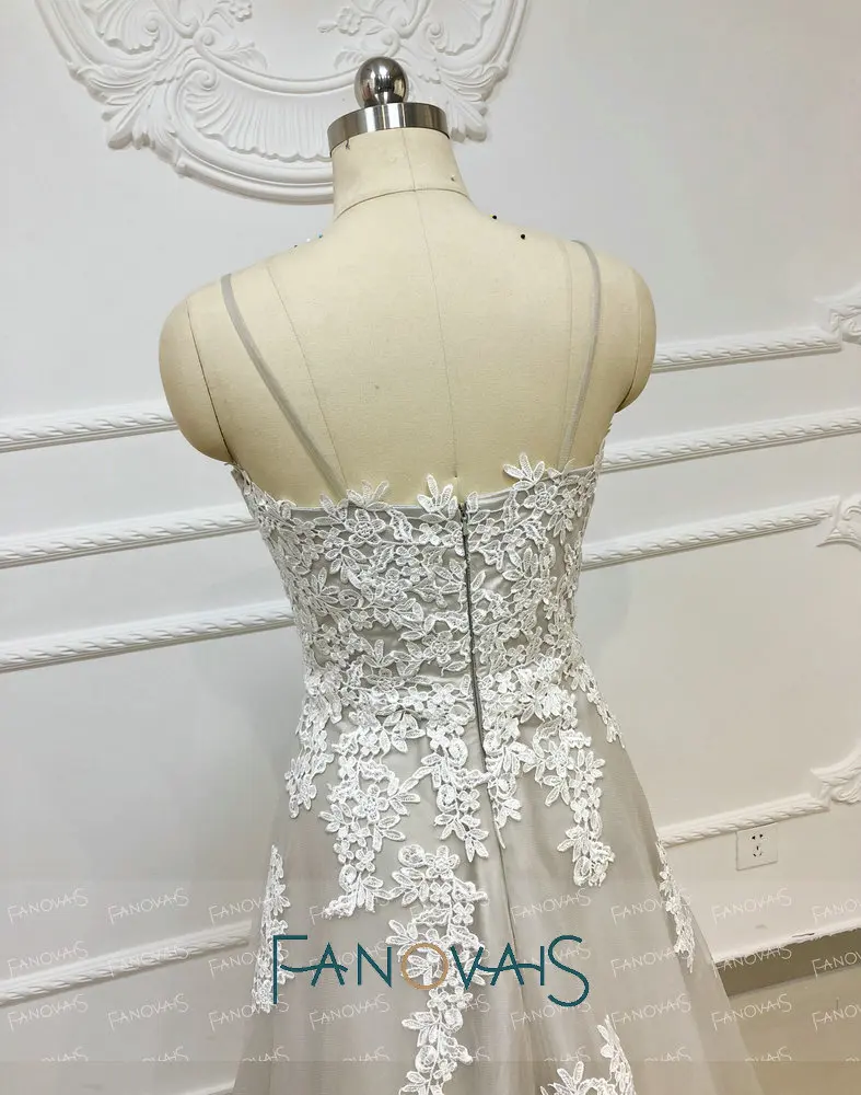 Серый Пляж Бохо Свадебное Платье 2019 Кружева Свадебные Платья Vestido De Novia Robe Mariee