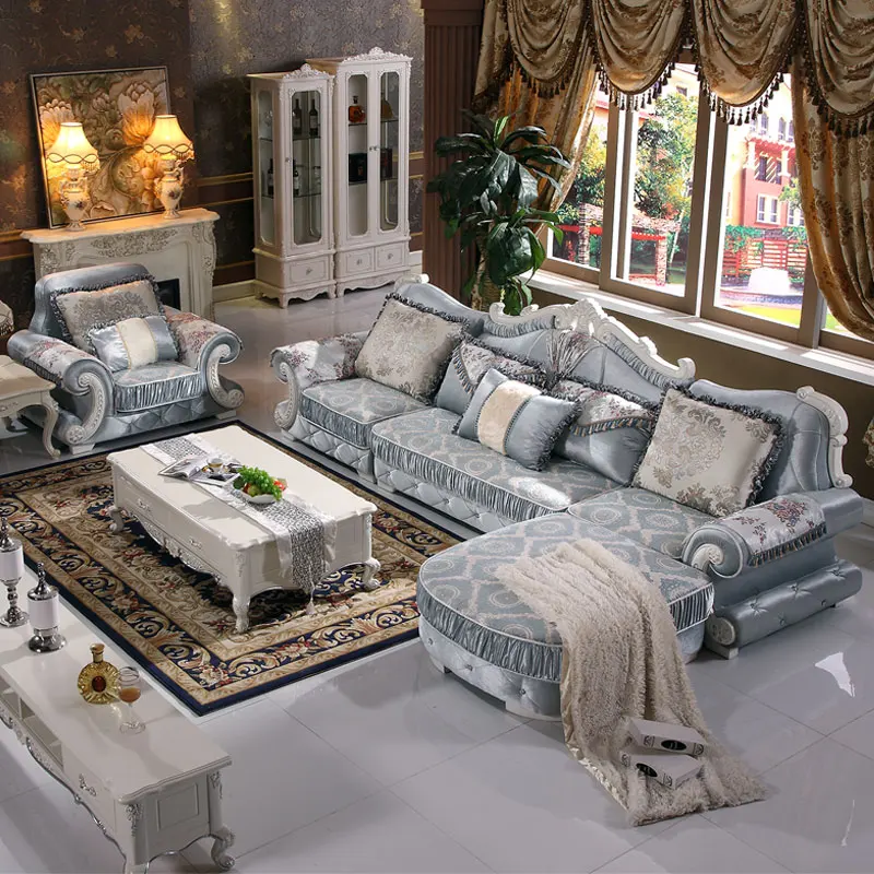 

Living room European sectional sofa set in high quality fabric U03 free shipping