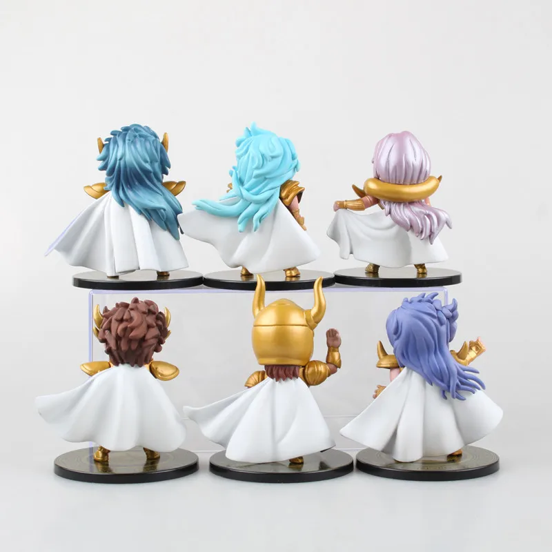 Аниме 6 шт./компл. 9 см Saint Seiya Shiryu Ikki Hyoga Aquarius Capricorn Aries ПВХ фигурка Коллекционная