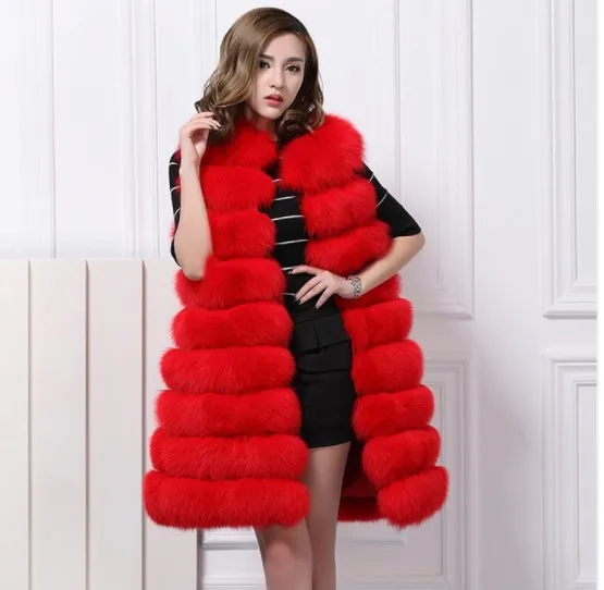 2019 Vetement Winter Women's Faux For Fur Coat Long Fluffy Slim Furry Vest Europe Plus Size Imitation Fox Jacket AW293 | Женская
