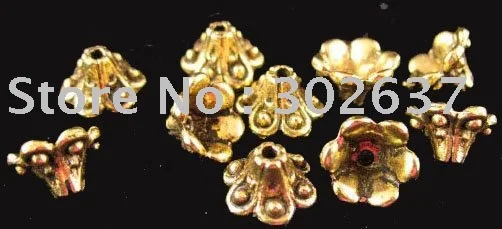 

FREE SHIPPING 150pcs Antiqued gold dotted bead caps A1059G