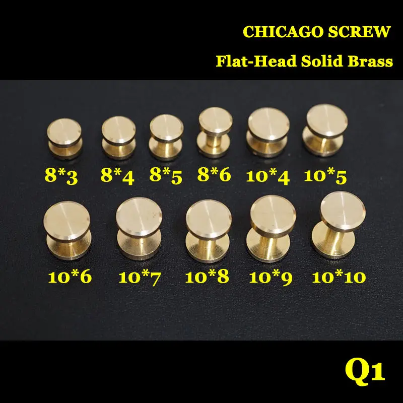 (Q1) 50pc Solid Brass Chicago Screw Flat-Head Saddle Tack Belt Leathercraft | Дом и сад