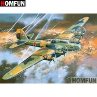 homfun 5d diy diamond painting full squareround drill aircraft fight embroidery cross stitch gift home decor gift a07969