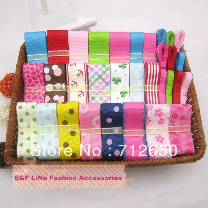 

Free shipping 37 yards Mixed 27 style ribbon Hair Accessories grosfrain ribbon DIY Hairbow Accessories