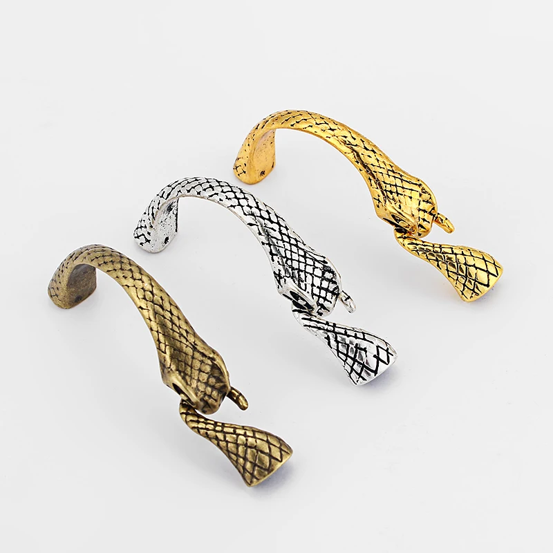 

3sets Snake Head Half Cuff Hook Clasp Fit 5mm Round Leather Cord Bracelet Making Jewelry Findings