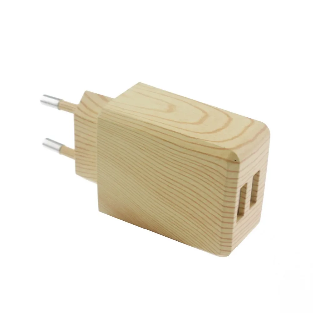 Деревянный дизайн 2A розетка с микросхемой IC зарядная вилка двумя usb-портами
