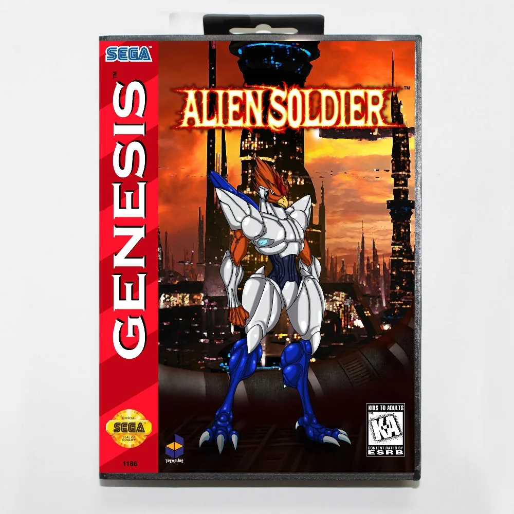 Чужой солдат 16 бит MD карточная игра с коробку для Sega игры Mega Drive Genesis|alien soldier|16 bitmd