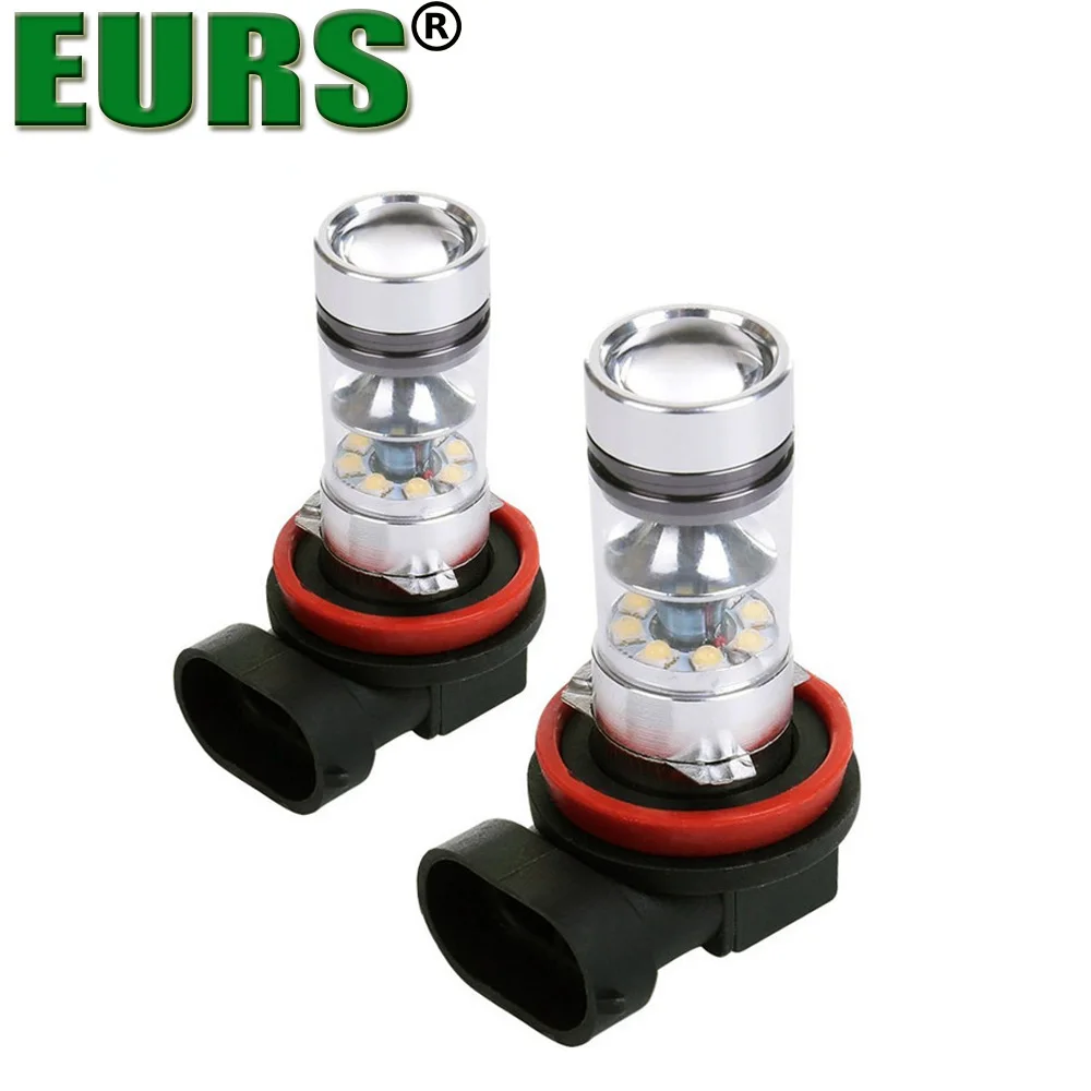EURS(TM) 2 шт. Светодиодные Автомобильные противотуманные фары H11 9005 9006 H4 H1 H3 H7 мотоциклетные фары высокой мощности 12 в 6000 К