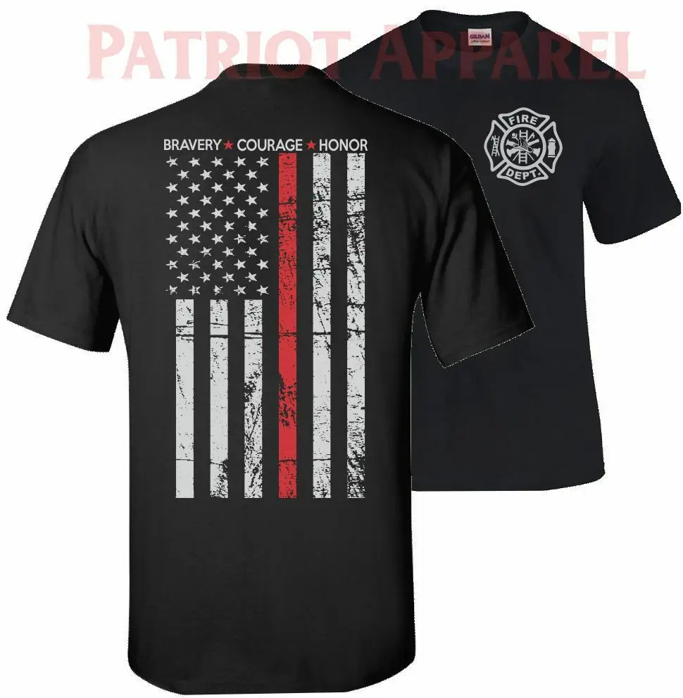 Тонкая красная линия флаг пожарный пожарной футболка пожарного США Hero 2019 новая