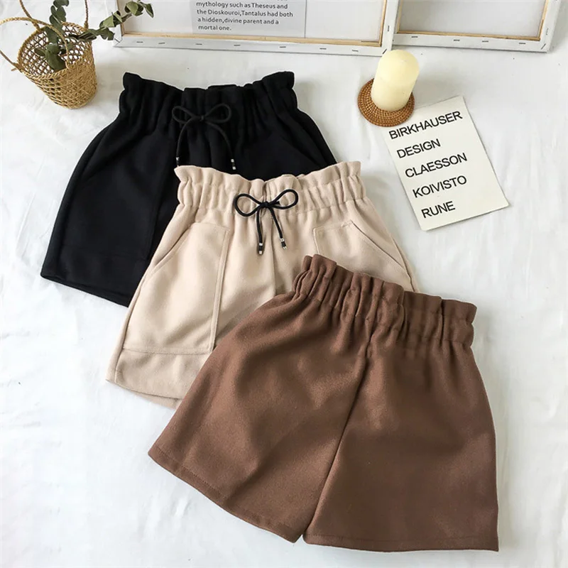 Шорты женские с высокой талией однотонные|Женские шорты| |