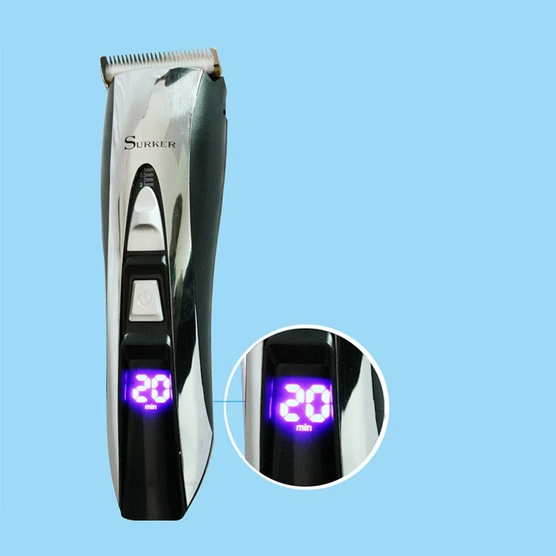 SURKER HC-575 перезаряжаемая электрическая машинка для стрижки волос Тихий триммер для волос светодиодный дисплей Электрический фейдер машинка для стрижки волос с европейской вилкой