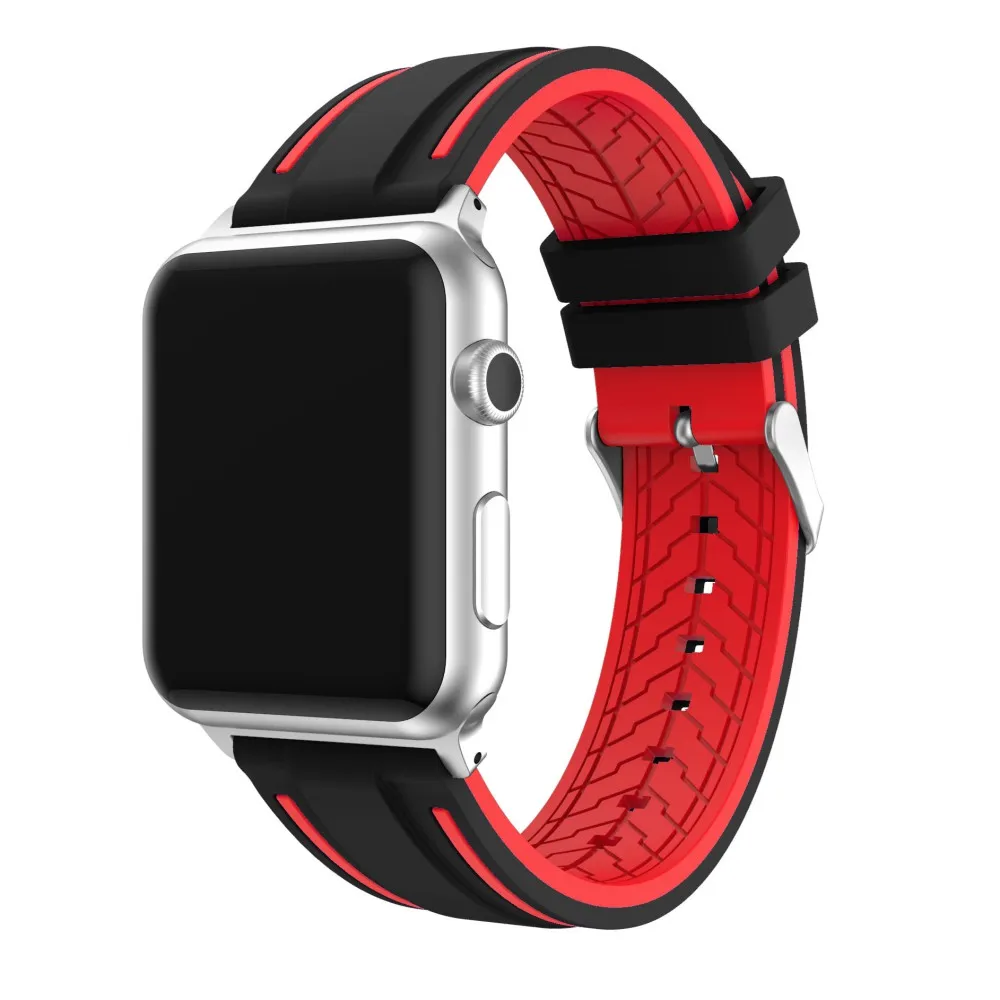 Двухцветная Мягкая силиконовая лента для Apple Watch Series 4 3 2 1 ремешок часов 42 мм 38