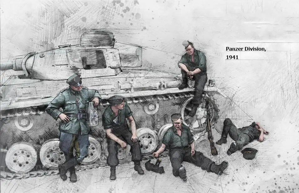 Новая несобранная модель 1/35 PANZER DIVISION 1941 (5 фигурок) набор из смолы игрушки сделай