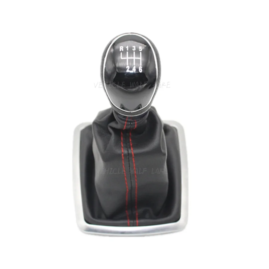 Для Ford Focus MK2 подтяжка лица 2004- Kuga 2008 2009 2010 2011 2012 5/6 автомобиля ручной рычаг переключения передач из искусственной кожи - Название цвета: 6 Speed knob Red