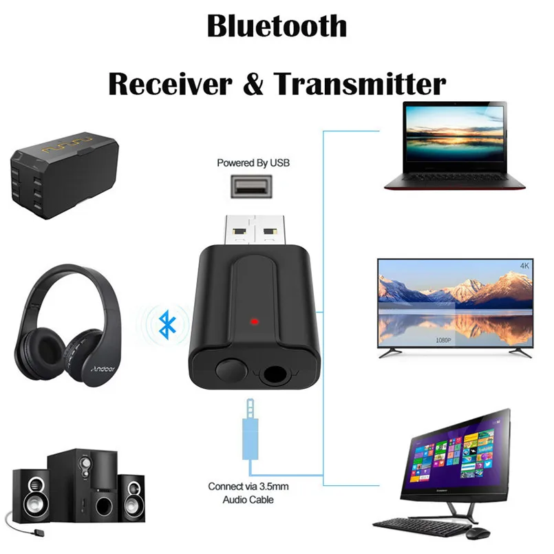 2 в 1 Bluetooth аудио стерео передатчик приемник HIFI музыкальный адаптер домашний