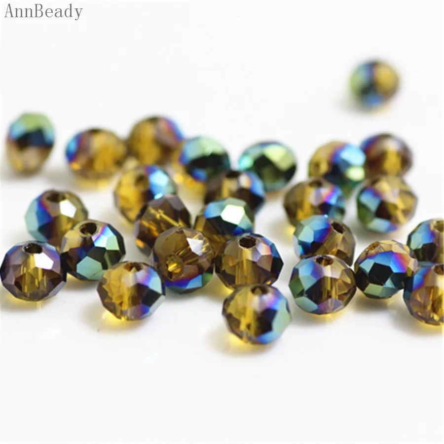 yellow shining green AnnBeady светильник зеленого цвета ab 4x6 мм 50 шт Rondelle Австрийские граненые Хрустальные стеклянные бусины для изготовления ювелирных изделий - Цвет: yellow shining green