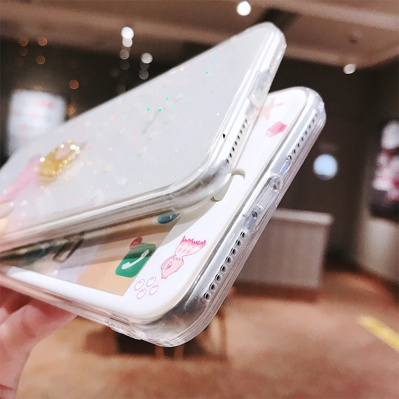 Для iPhone XS max/XR 3D чехол с крыльями ангела и наклейка на экран из закаленного стекла для iPhone X XS 8 7 Plus 6 6splus Русалка Любовь