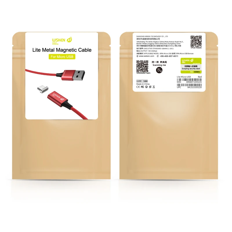 Магнитный кабель WSKEN Lite1 3 шт./лот Micro USB для быстрой зарядки iPhone 1 м|Кабели мобильных