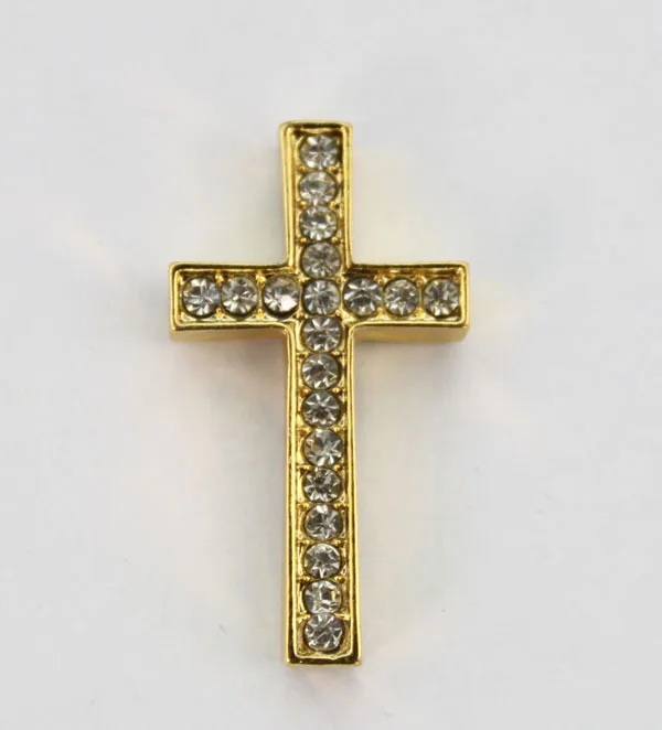 

20PCS Clear Pave Rhinestone Golden Cross Link Connectors #22854
