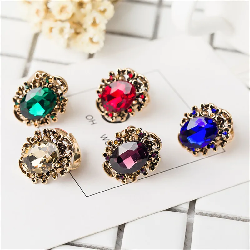 CC этнические стильные винтажные кольца для женщин регулируемые панк большие