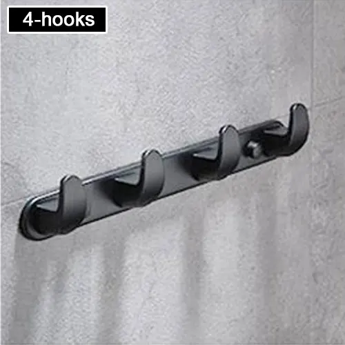 4-HOOKS Матовый черный настенный вешалка для одежды с 4/5/6 крючки, Нержавеющая сталь крючок для одежды, Полотенца стойки крюк Ванная комната Спальня Кухня - Цвет: 4-HOOKS