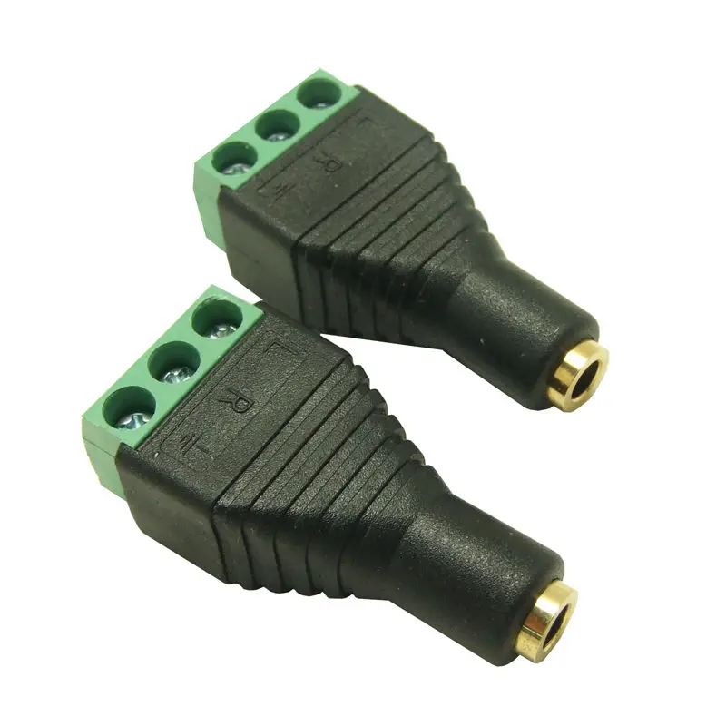 Адаптер 3,5 мм стерео гнезда на 3-контактный винтовой терминал для подключения аудио разъема 3 полюса, 10 штук, бесплатная доставка.