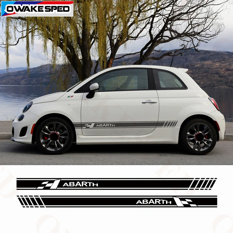 Спортивная наклейка в полоску для Fiat 500 595 дюйма задняя боковая юбка Виниловая