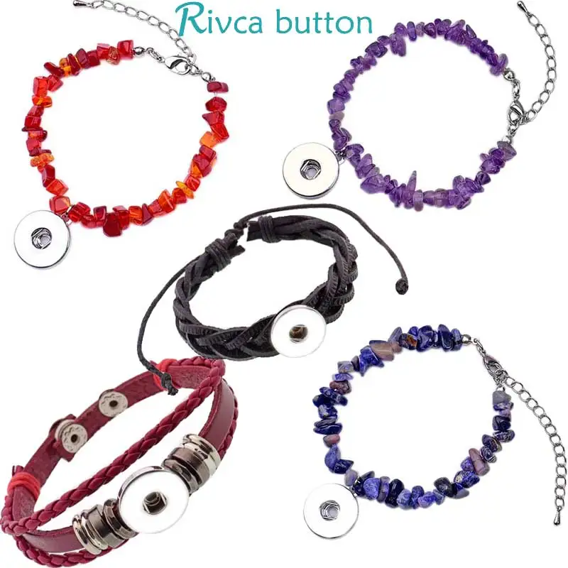 Rivca 8 видов стилей Crystals браслет с кнопкой кристаллами одиночные женские браслеты