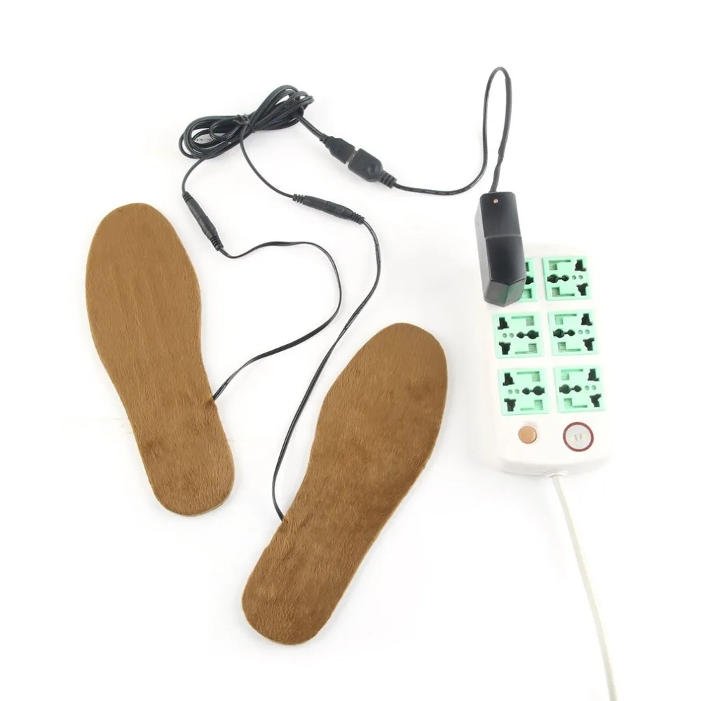 USB плюшевые меховые стельки с электрическим питанием зимняя теплая обувь для ног