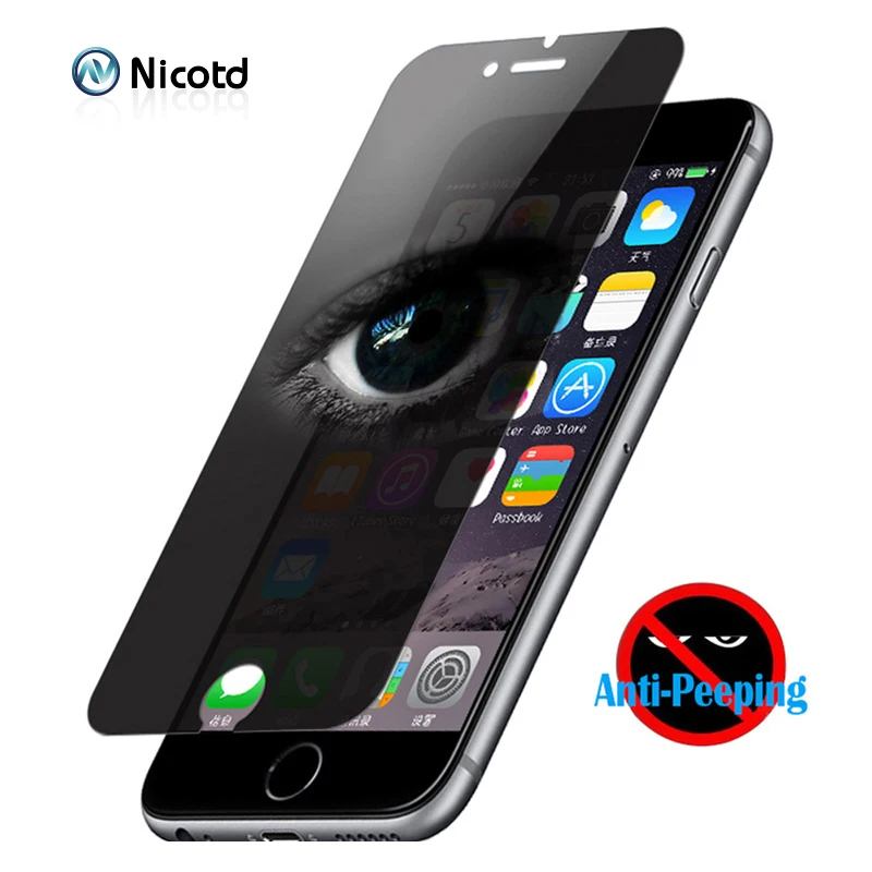 Закаленное стекло для iphone 8 Plus защита экрана антишпионское противоударное стекло для iphone X 6 6s 7 Plus 5 5S SE