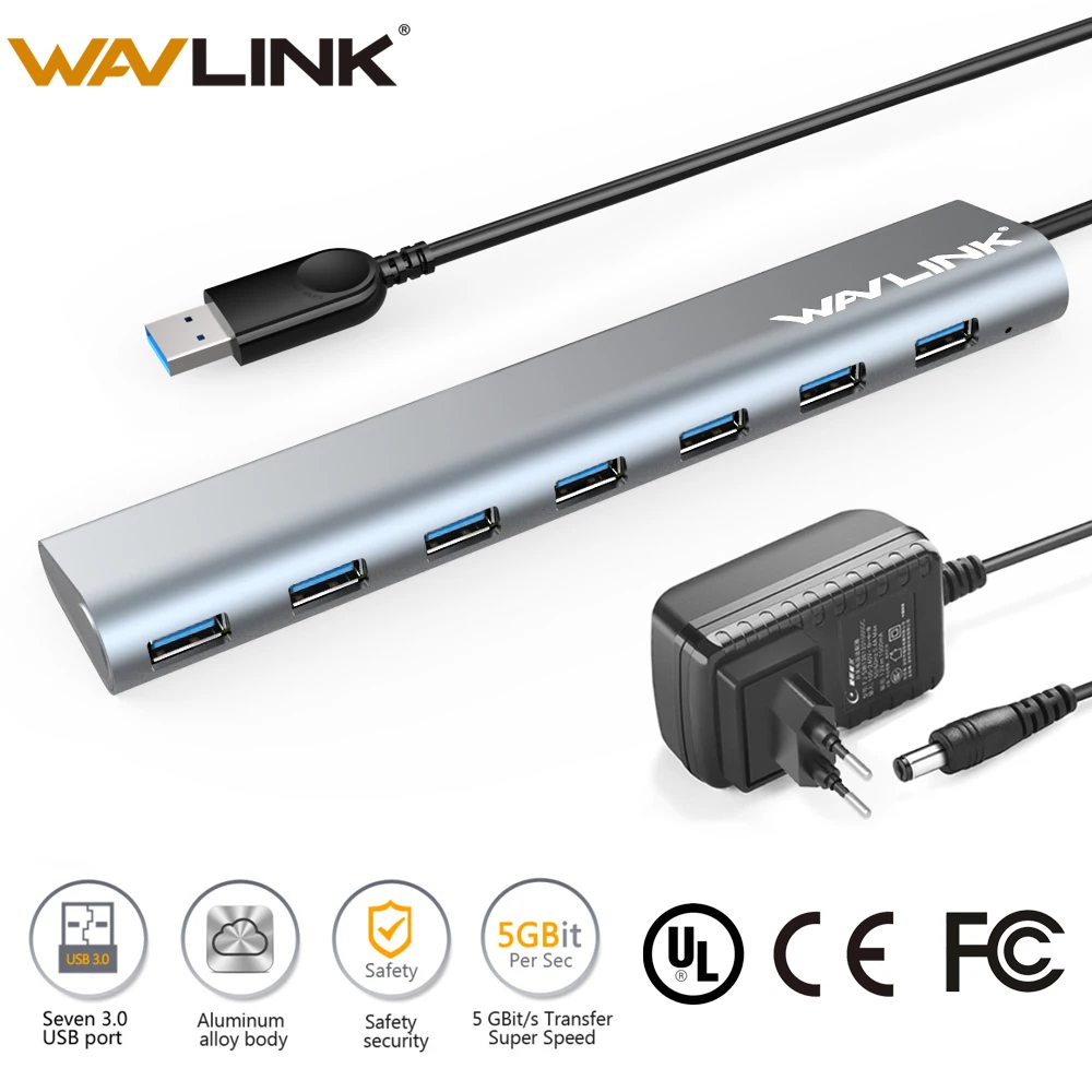 Высокоскоростной usb хаб 3 0 с 7 портами 5 Гбит/с адаптером питания В/4 а внешний