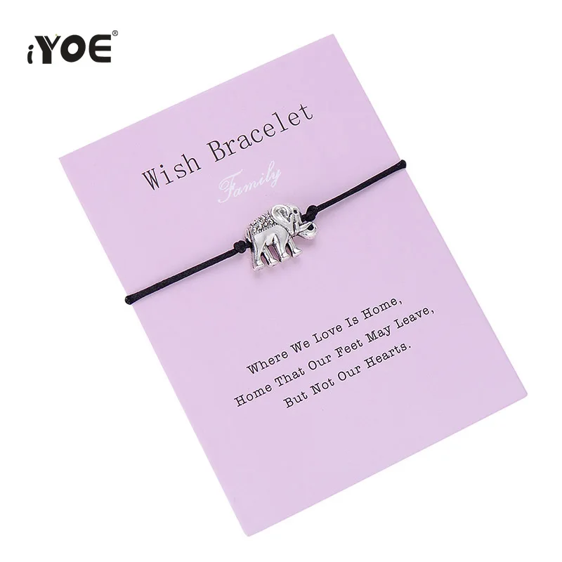 IYOE Wish Card Family браслеты со слоном браслет винтажные красные веревки с животными для
