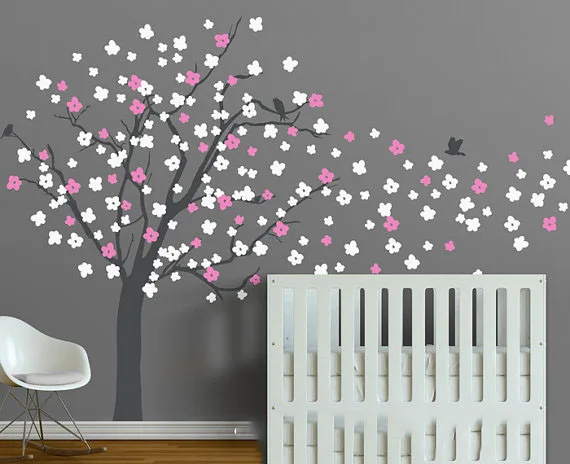 Большие цветные настенные наклейки на дерево с листьями для детского сада