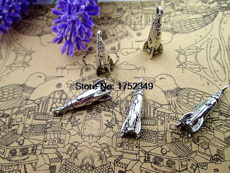 

Подвески в виде ракетного корабля, антикварные тибетские серебряные подвески 3D в виде ракетного корабля, 25x9x9 мм, 10 шт.