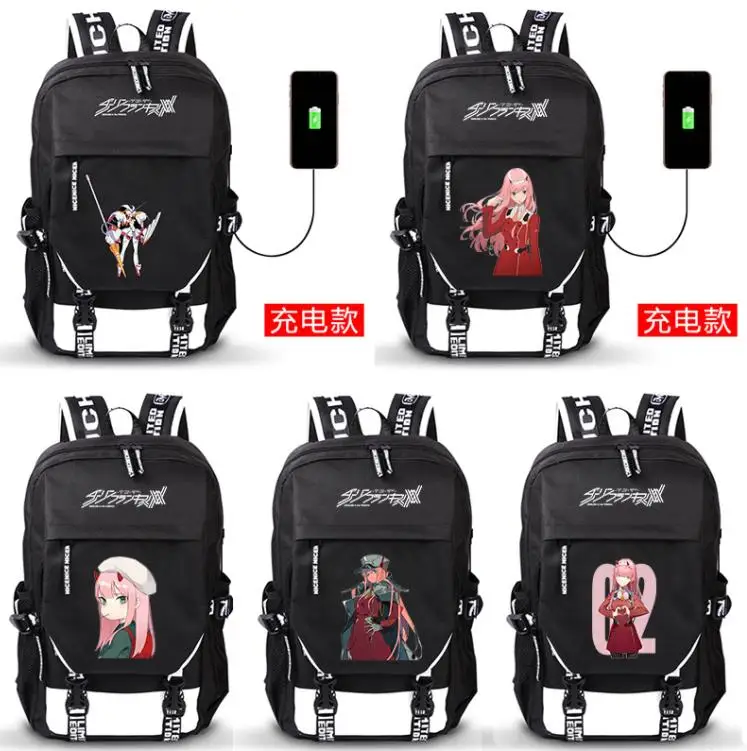 DitF DARLING в FRANXX аниме печати рюкзак ICHIGO Мику ZERO два Cos для женщин Backapck USB школьные ранцы для подростков обувь девочек