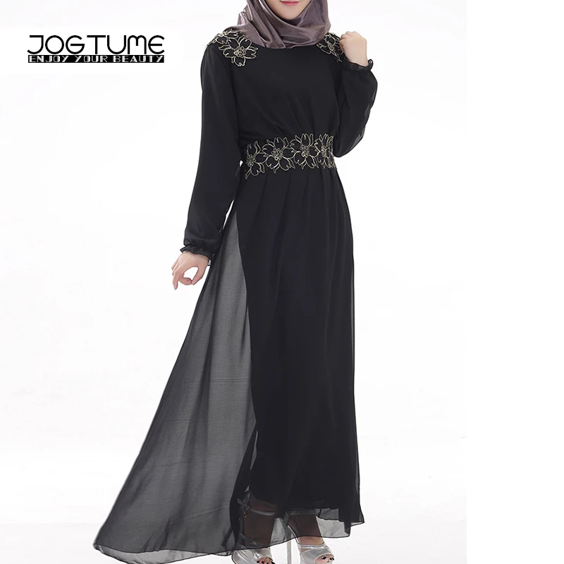 JOGTUME Кафтан Исламская абайя женское модное мусульманское платье синее черное 2017