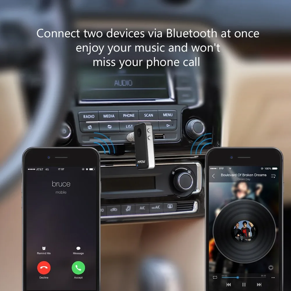 Mpow Bluetooth 4,0 приемник беспроводной 3,5 мм аудио адаптер Встроенный аккумулятор Bluetooth музыкальный приемник для наушников Динамик ТВ ПК