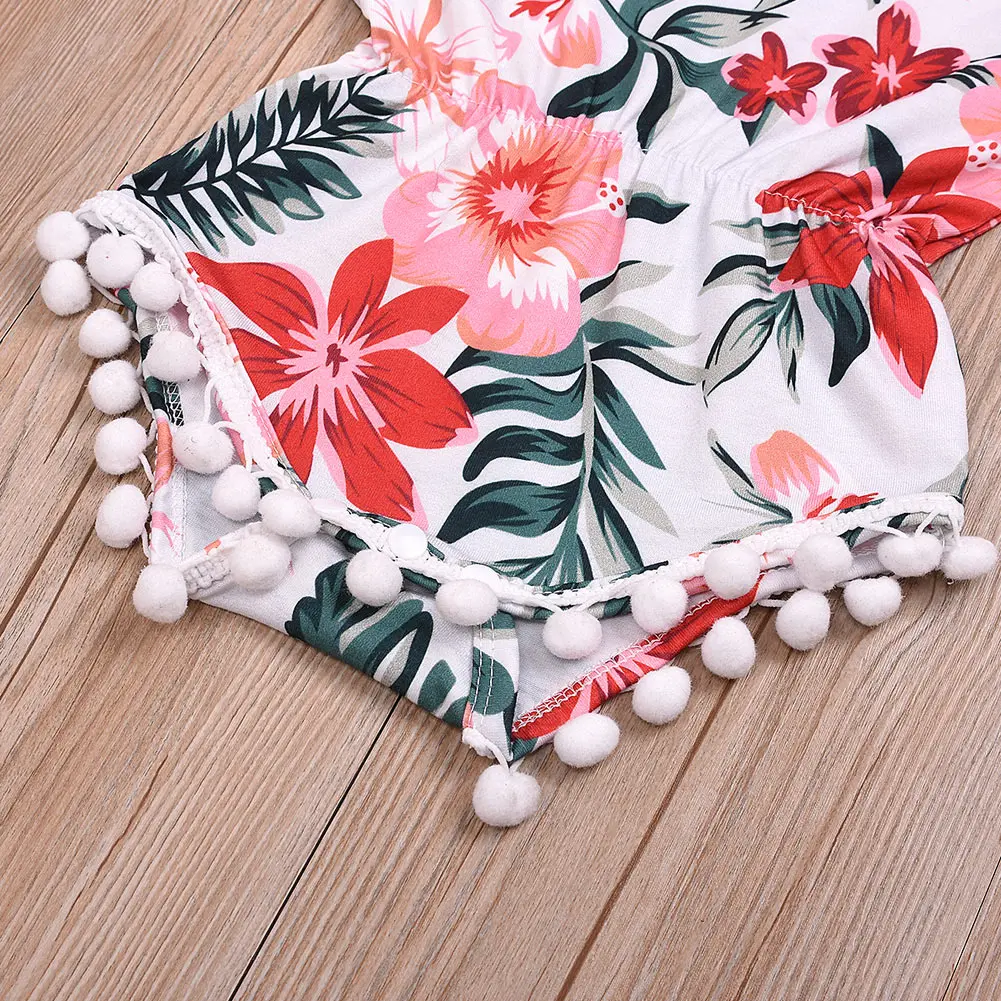 Комбинезон с цветочным принтом для девочек без рукавов | Мать и ребенок