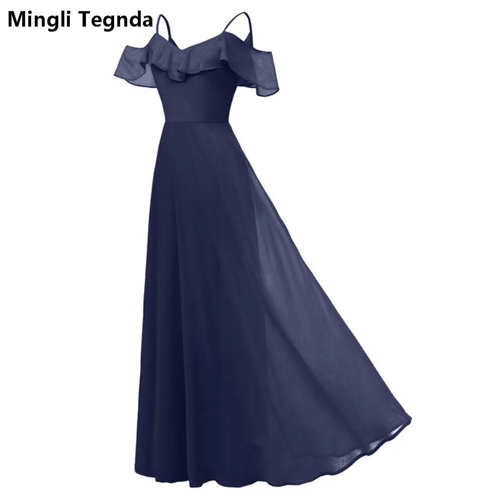 Mingli Tengda Red wine Bridesmaid Dress Spaghetti Straps Wedding Party Sexy Pink Chiffon Navy Dresses Backless | Свадьбы и торжества