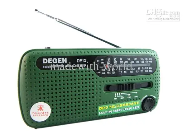 20 шт./лот Degen DE13 радиоприемник FM AM SW кривошипный Динамо на солнечной энергии