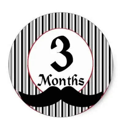 

1.5inch 3 Months Mustache Milestone Classic Round Sticker