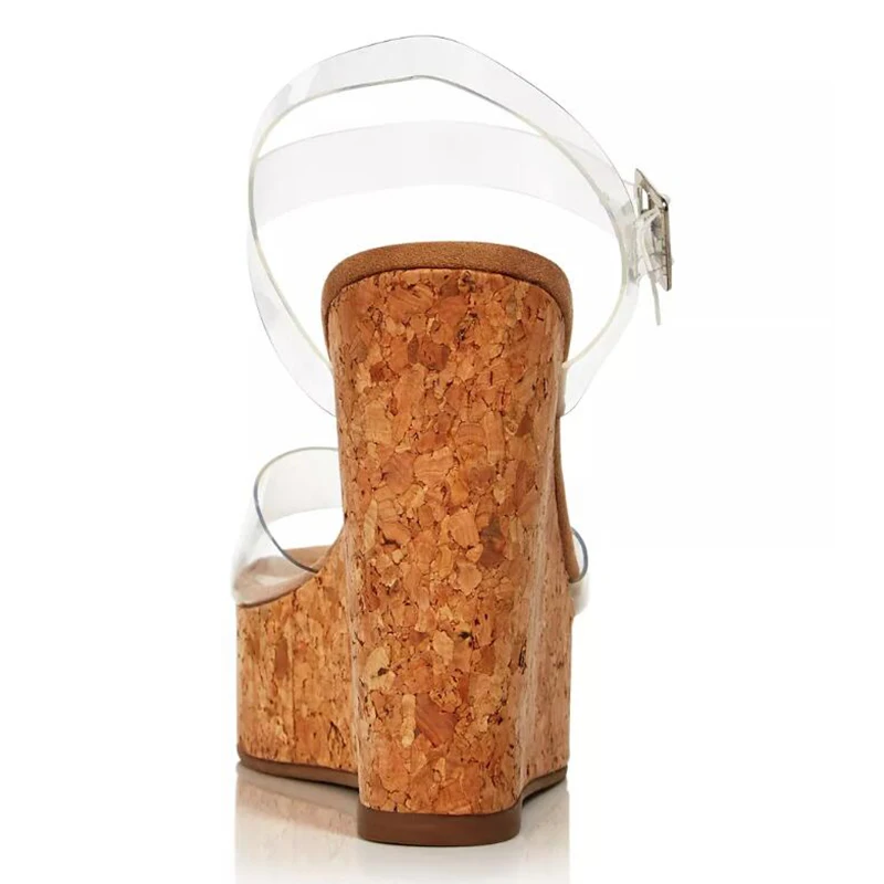 Сандалии женские на платформе и высоком каблуке прозрачные Босоножки с открытым