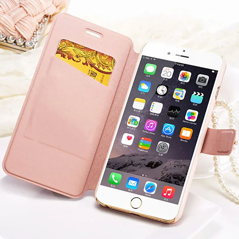 Роскошный кожаный чехол бумажник с кристаллами и бантиком бабочкой для iPhone X 8 7 6 6s