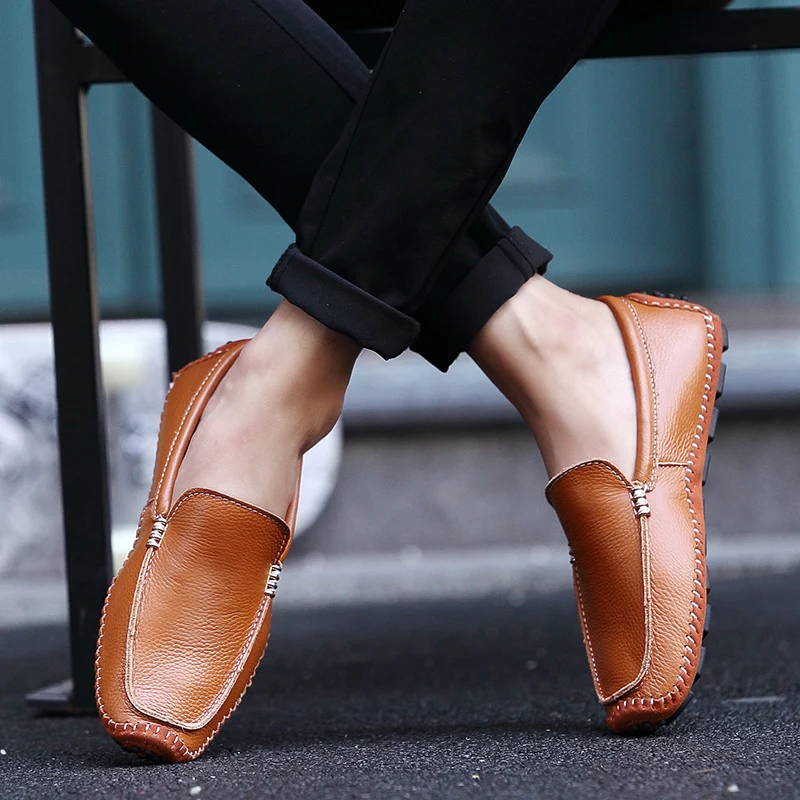 

28-67 Plus Size Moccasins Men Loafers Slip On Moccasins Men Shoes Casual Driving Black Blue Brown