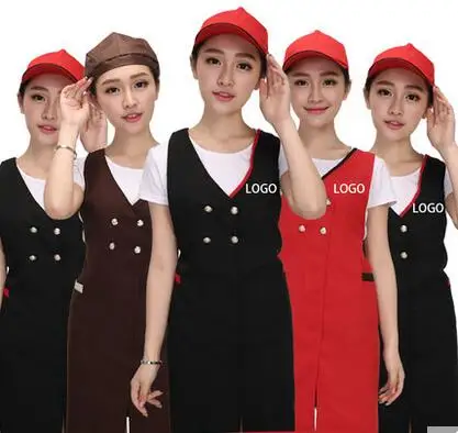 Фартук красота ногтей и детский магазин черный двубортный комбинезон фартук