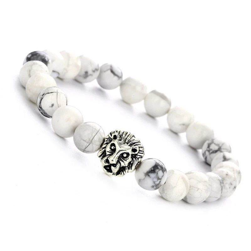 8mm Natural Stone Bracelet Homme Alloy Animal Beads &amp Bangle Personality Jewelry BFF | Украшения и аксессуары
