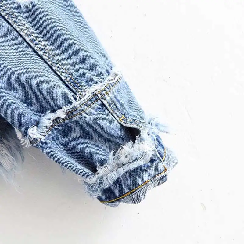

Fringe Embroidery Holes Denim Woman Jackets Female Floral Pockets Button Jeans Coats Feminine 2020 Autumn Winter Women Clothes