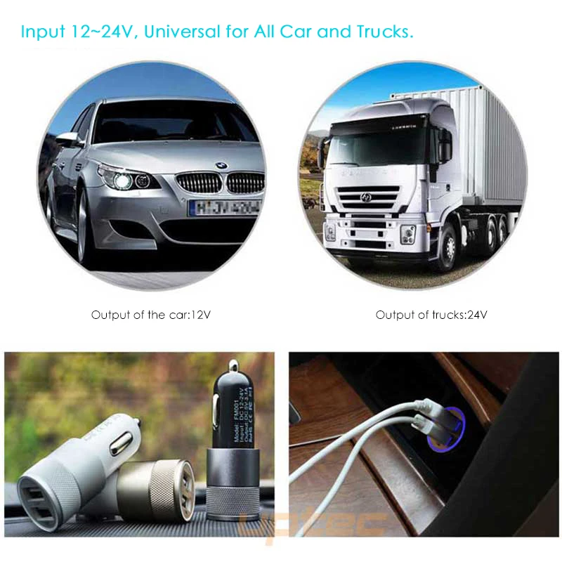 Suptec Универсальный Автомобильный Зарядное устройство металл Dual USB адаптер быстрой зарядки для iPhone 8 7 6 Samsung Xiaomi Авто-прикуриватели автомобиля зарядное устройство